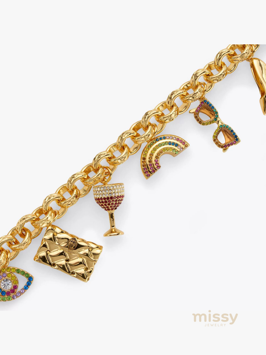 Golden Charm Statement Bracelet