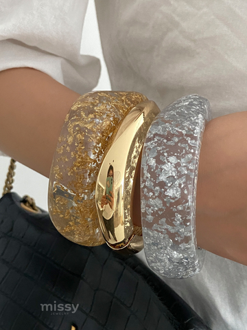 Emory Gold & Silver Foil Resin Bangles
