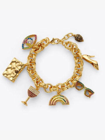 Golden Charm Statement Bracelet