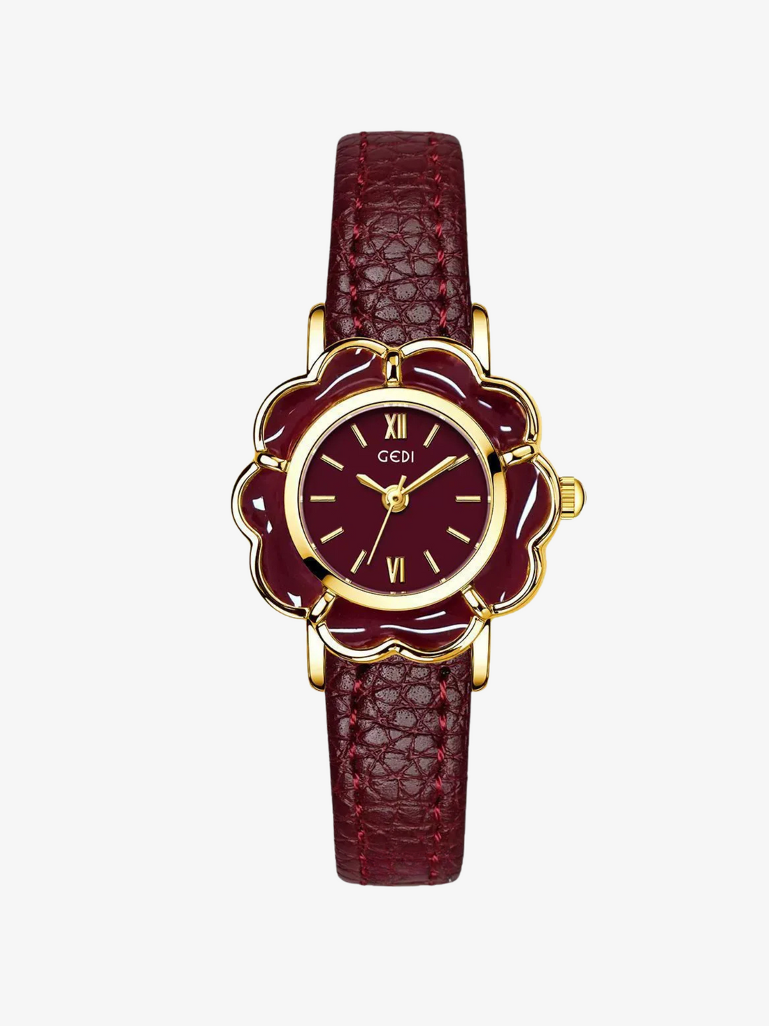 Jhene Flower Dial Leather Watch