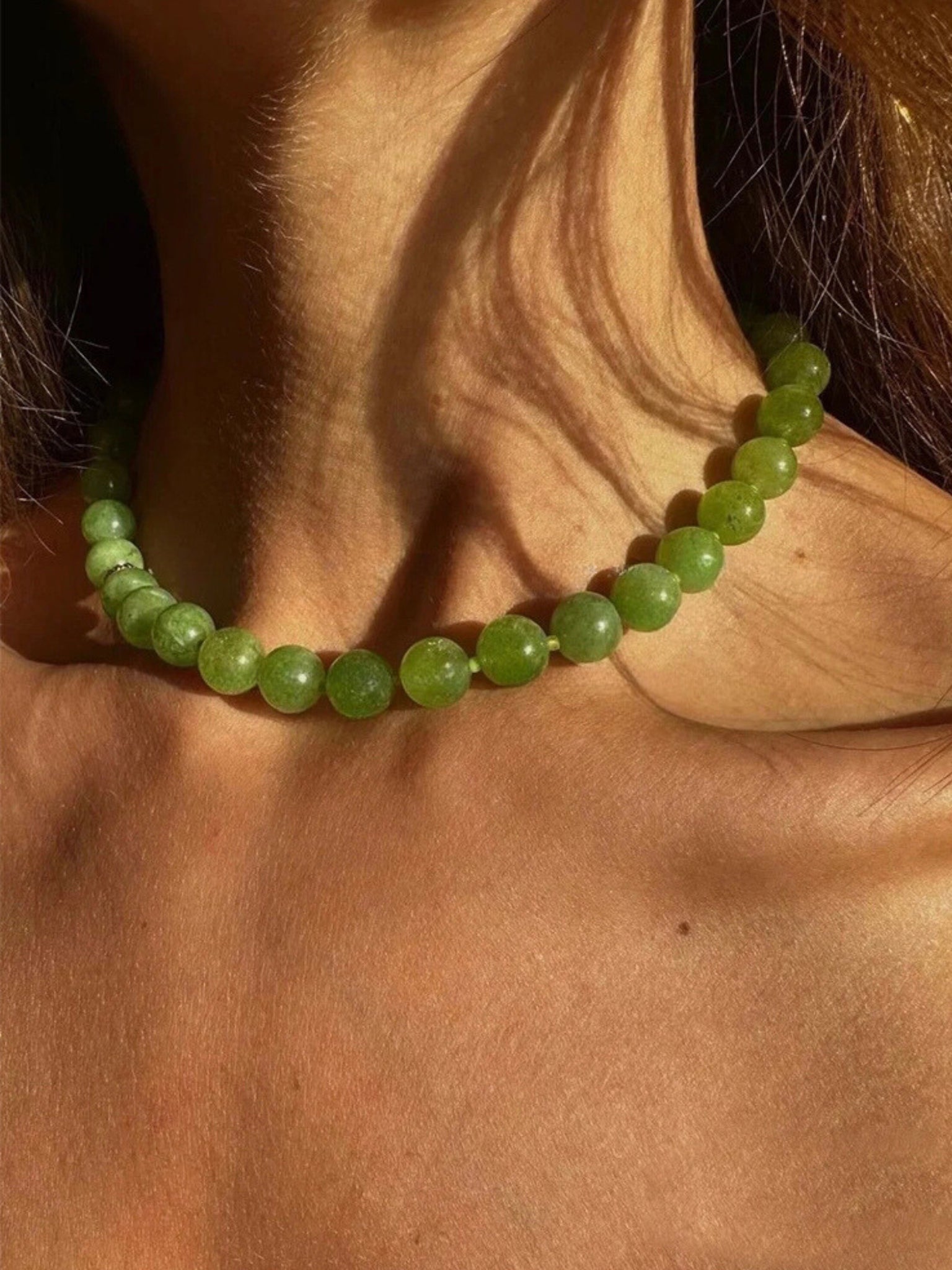 Olive Green Agate Beaded Necklace