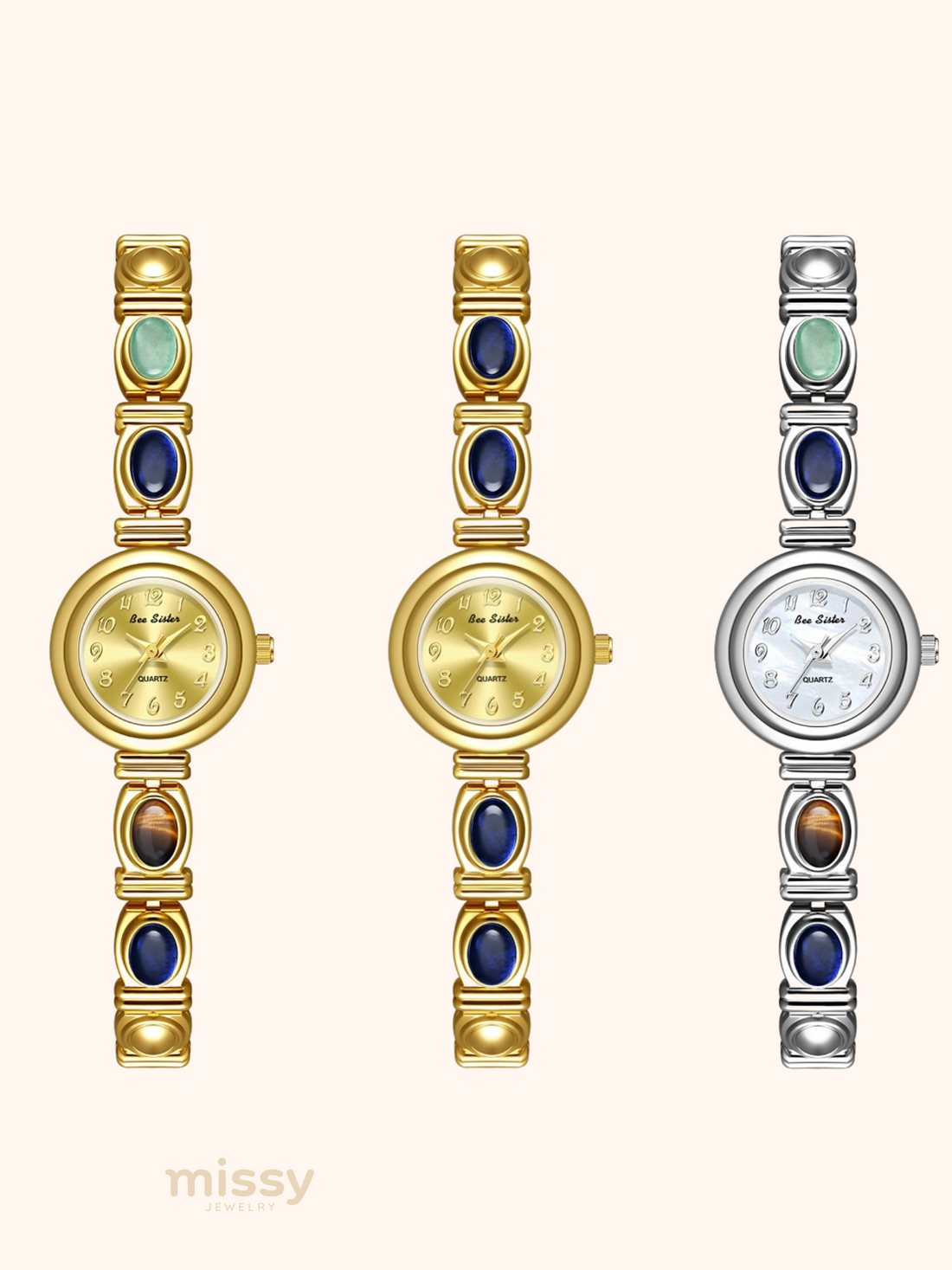 Ilyana Gemstone Link Bracelet Watch