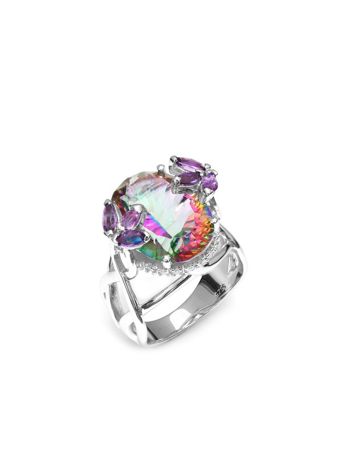 Aurora Crystal Sterling Silver Ring