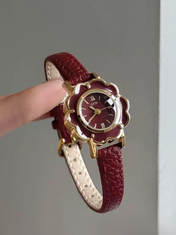 Jhene Flower Dial Leather Watch