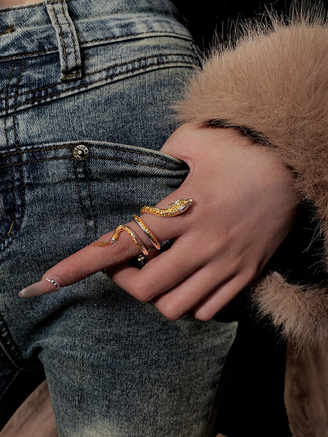 Dragon Silver-Gold Adjustable Ring