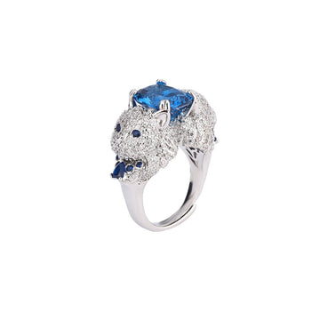 Imani Double-Sided Crystal Cat Silver Ring