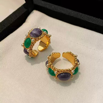 Amethyst & Malachite Vintage Ring