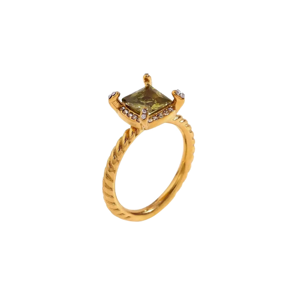 Laurel 18k Square Crsytal Ring