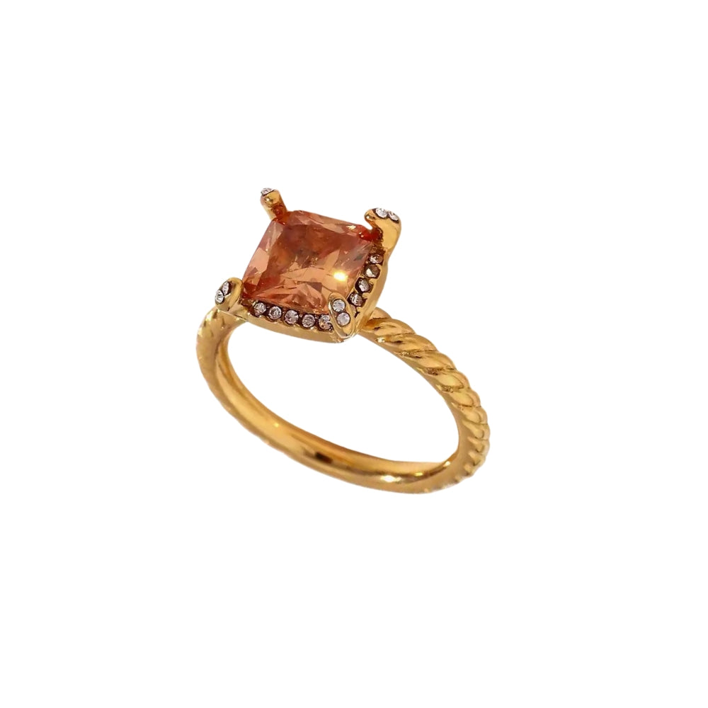 Laurel 18k Square Crsytal Ring