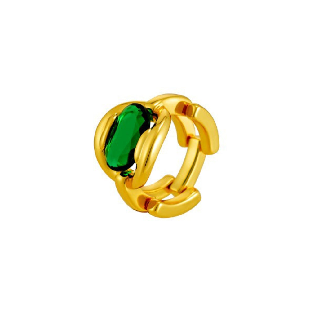 Lauryn Emerald 24k Gold Pleated Ring