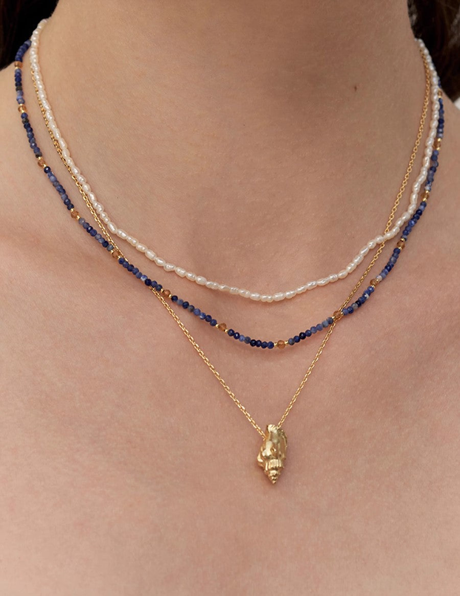 Londyn Lapis Lazuli & Rice Pearl Necklace