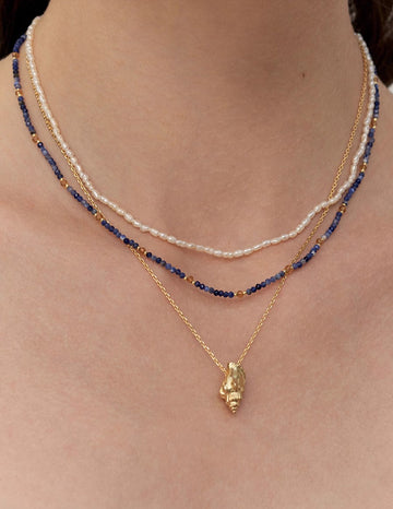 Londyn Lapis Lazuli & Rice Pearl Necklace