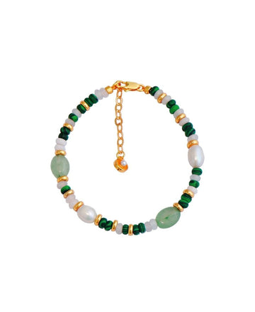 Freshwater Pearl & Malachite Beaded Bracelet