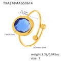Tamiyah Inlaid Oval Gemstone Ring - Gold Blue Oval Ring [X3J24EN5]