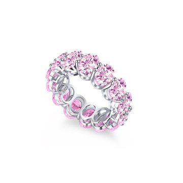 Full Circle Pink Crystal 925 Sterling Silver Ring