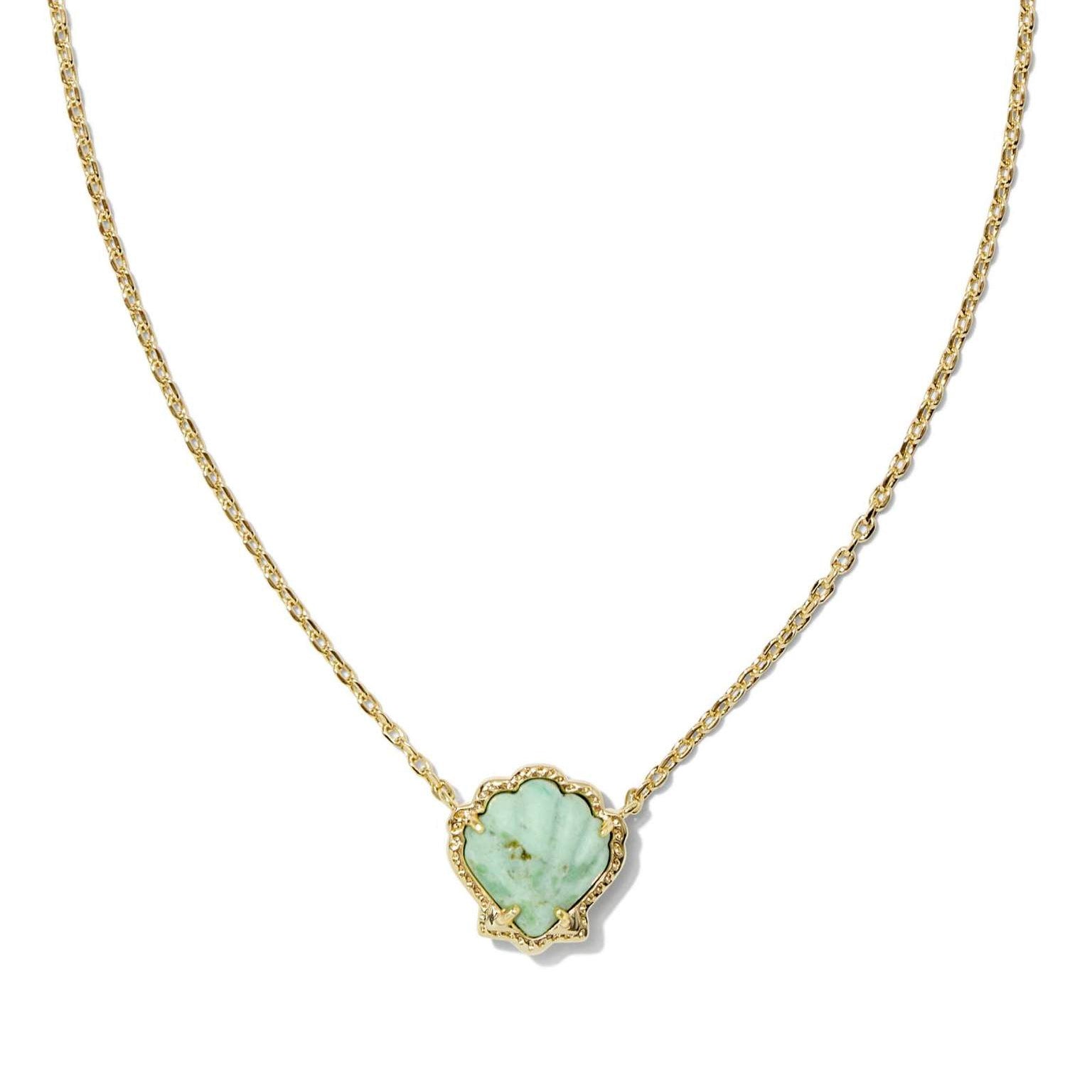 Iridescent Shell Pendant Necklace - Blue Necklace [E0X3WS6W]
