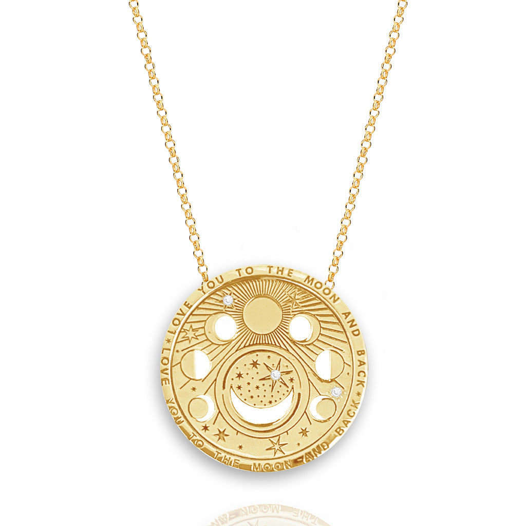 Celestial Tarot Card Pendant Necklace - Moon Phases [P6WPK9IC]