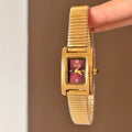 Vintage Square Bracelet Watch - Gold Band Red Face (Arsenal Band) [XOLKRA2L]