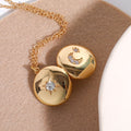Shell Locket Pendant Necklace - Sun and Moon Double-Sided Locket [XBQPCPF3]