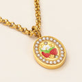Dainty Pearl Strawberry Pendant Necklace - Gold Classic Chain Strawberry Necklace [FFT1IDVH]