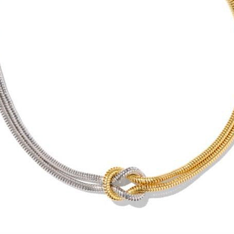 Knot Snake Chain Necklace - Two-Tone Bracelet [D0LMT7KJ]