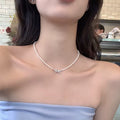 Pearl Bow Choker Necklace - Pearl Small Bow [81GM2YI7]