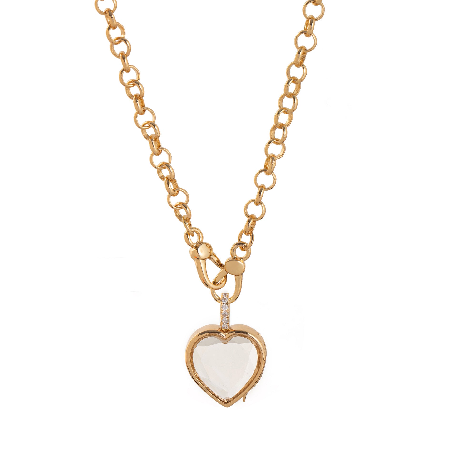 Floating Glass Locket Pendant Necklace - Heart Clear Locket Necklace [2A1ZGSHP]