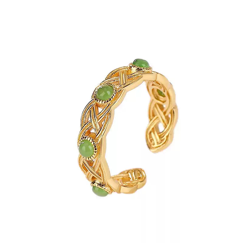 Jade Eternity Gold-Plated Sterling Silver Ring