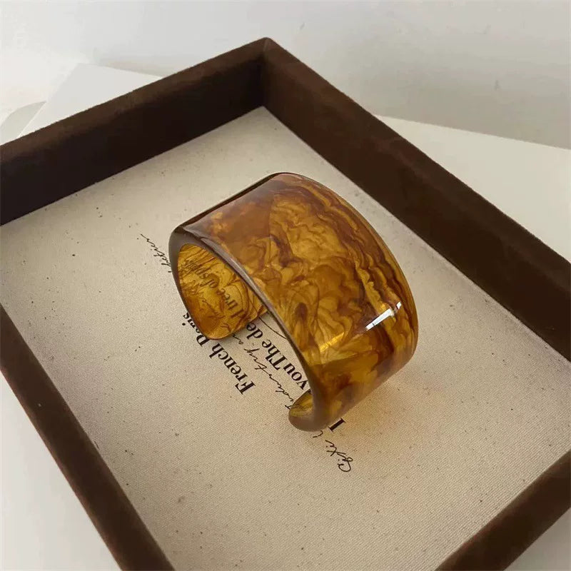 Geometric Resin Bangle Bracelet - Coffee (Open) [8H4IUI2U]