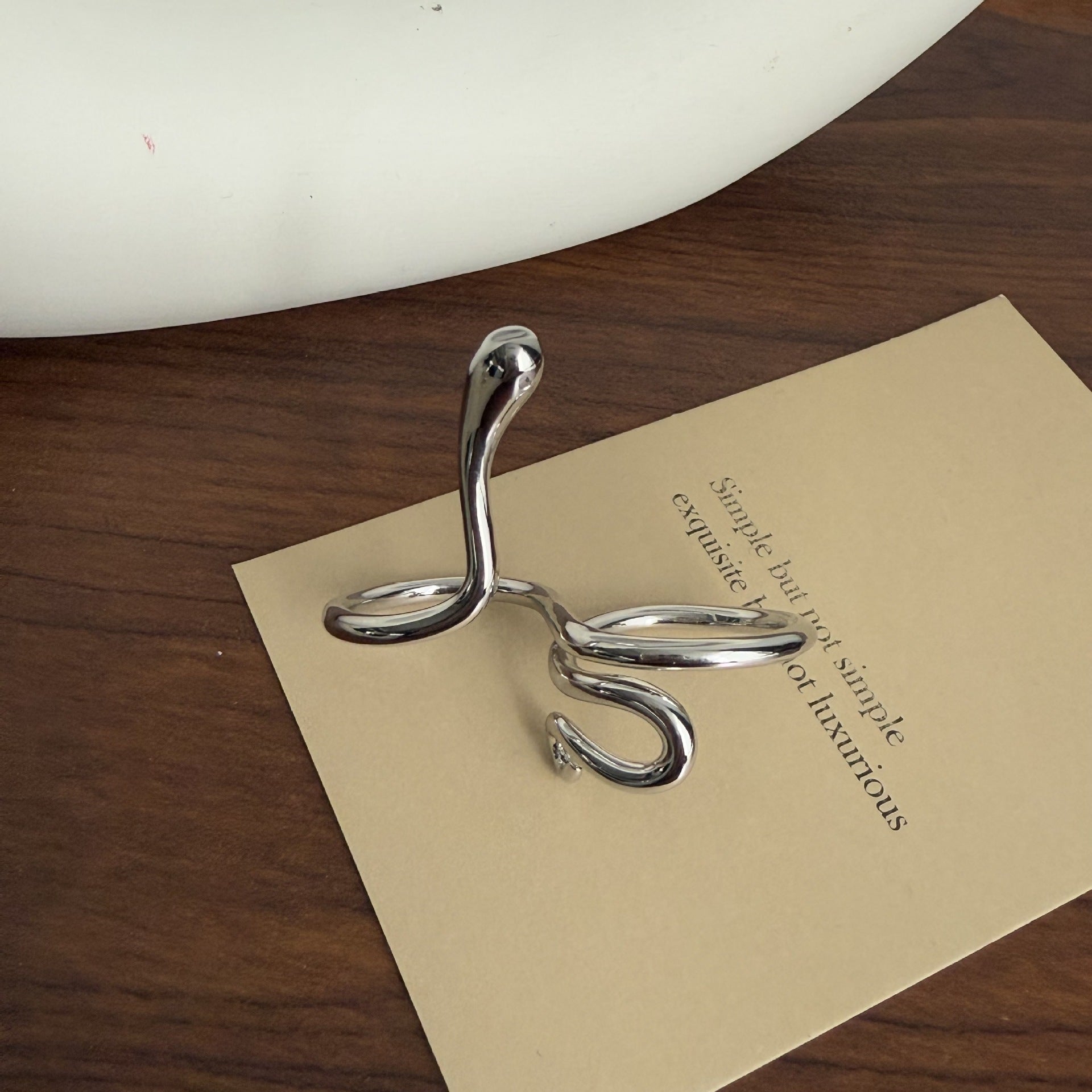 Keaton Sculptural Open Ring - Silver Snake Double Ring [SNNO1EFG]