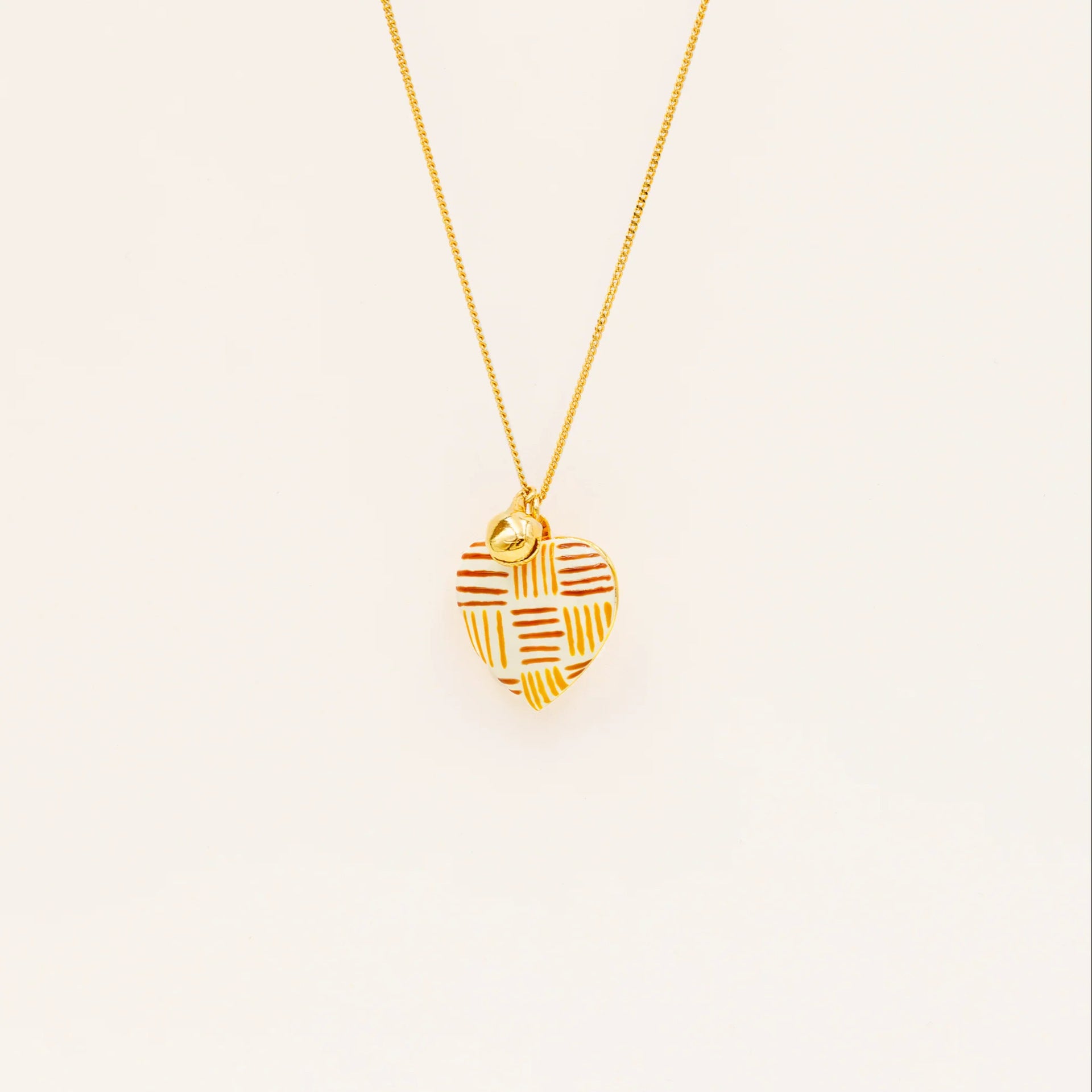 Heart Locket Pendant Necklace - Striped Heart Locket Necklace [DOHAVNCR]