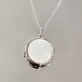 Shell Inlay Locket Pendant Necklace - Silver Round Shell [SGA2QKUL]