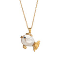 Baroque Pearl Fish Pendant Necklace - Gold Ugly Fish [JB9OUQ29]