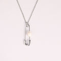 Pearl Pin Chain Necklace - Silver Necklace with Freshwater Pearl [ZSFV7YDH]