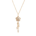 Pearl Flower Pendant Necklace - Flower Pearl Tassel Necklace [MGVBMPZW]