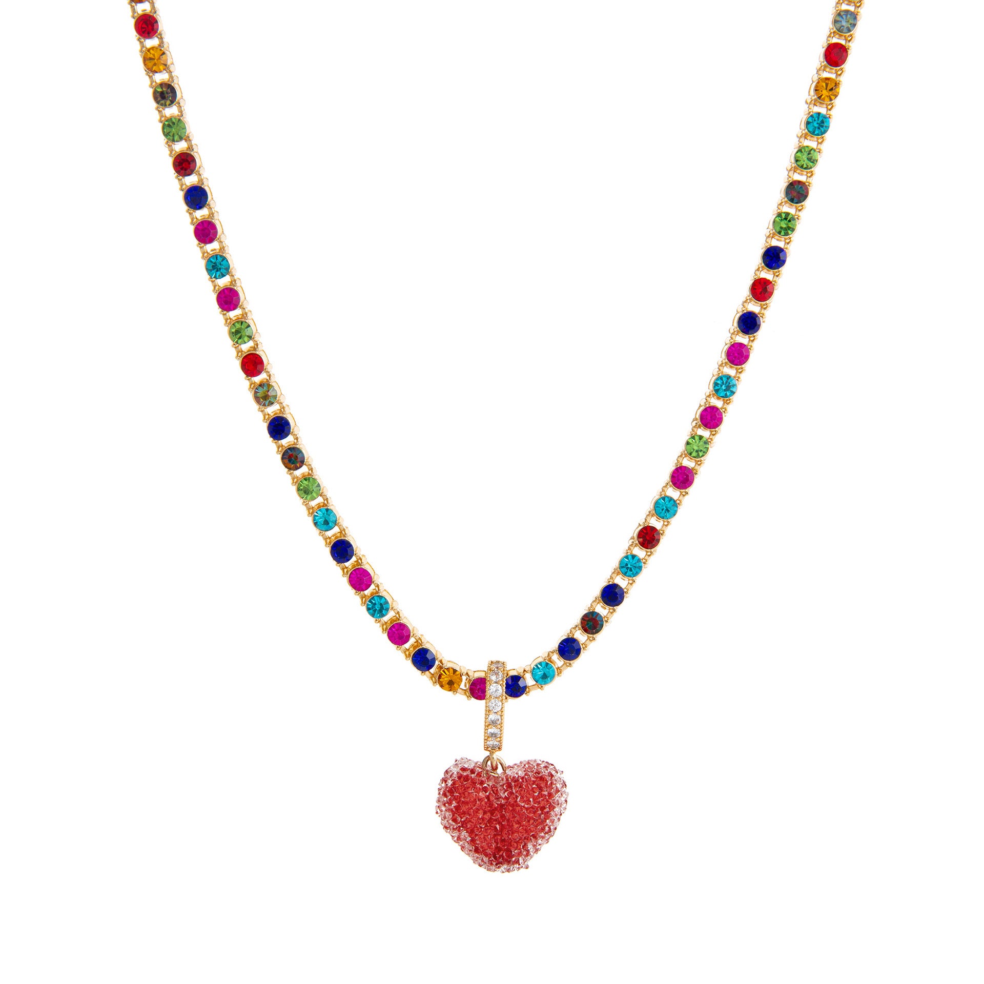 Colorful Heart Resin Pendant Necklace - Colorful Zircon Heart Necklace [LVAQLZ7F]