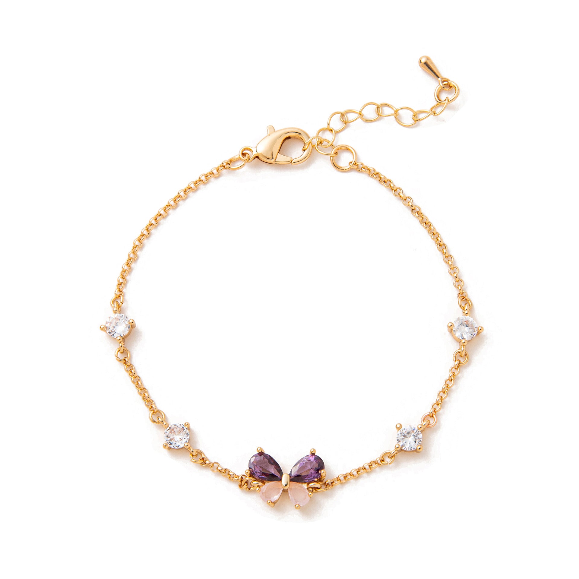 Angelique Dainty Butterfly Zircon Jewelry - Gold Colorful Butterfly Bracelet [YWXXG0GB]