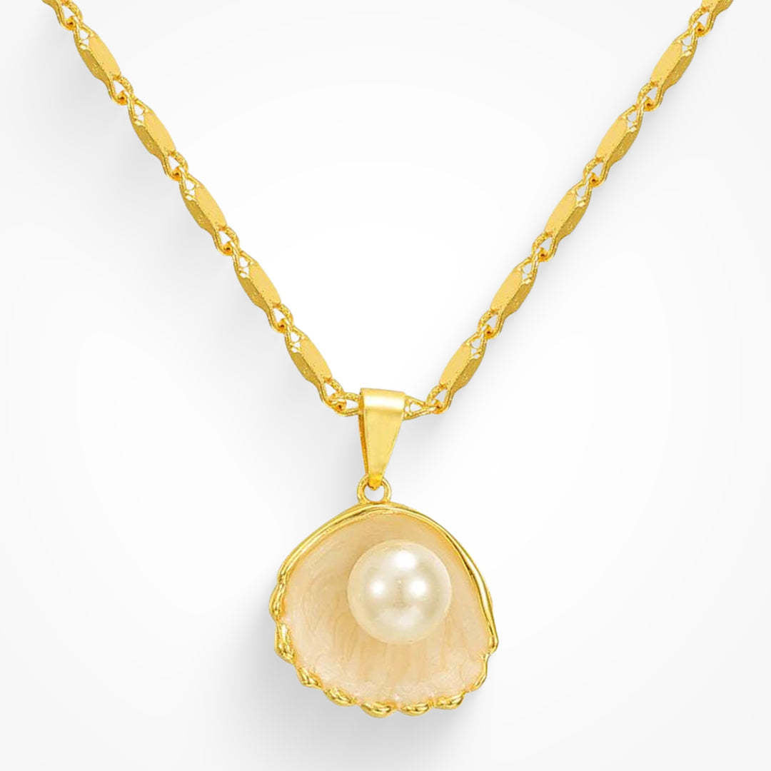 Seaside Shell and Pearl Pendant Necklace - Shell Pearl Necklace [XCULSZYV]