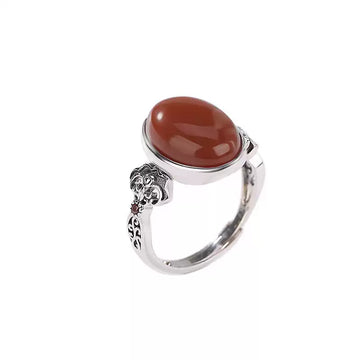 Red Agate Sterling Silver Ring