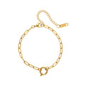 Square Zircon Birthstone Pendant Necklace - Paperclip Chain + Open Ring [MQY2SMJU]