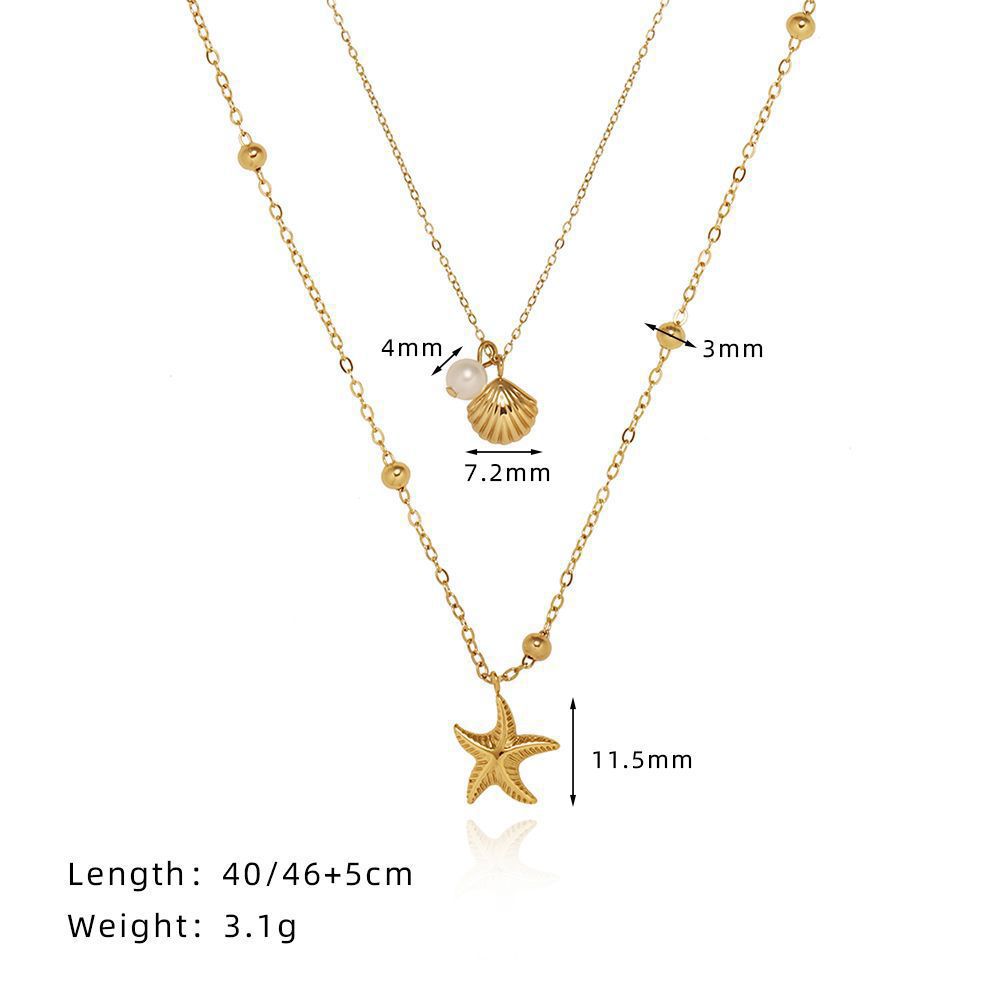 Starfish Pendant Necklace - Gold Layered Necklace [DNBF8AS7]