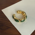 Jaziyah Drip Dot Ring - Gold Green Drip Dot Ring [3IBPGOEF]