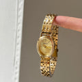 Oval Vintage Leather Strap Watch - Gold Strap Gold Face (Steel) [A38AMS21]