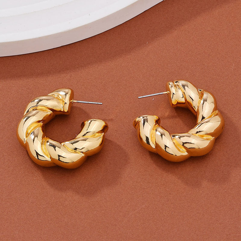 Lucina Bold C Hoop Earrings - Gold [WZNPI70C]