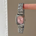 Daisy Dial Bracelet Watch - Silver Strap Pink Dial Small Square [7YIJM1IH]