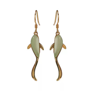 Jade Fish Drop Earrings