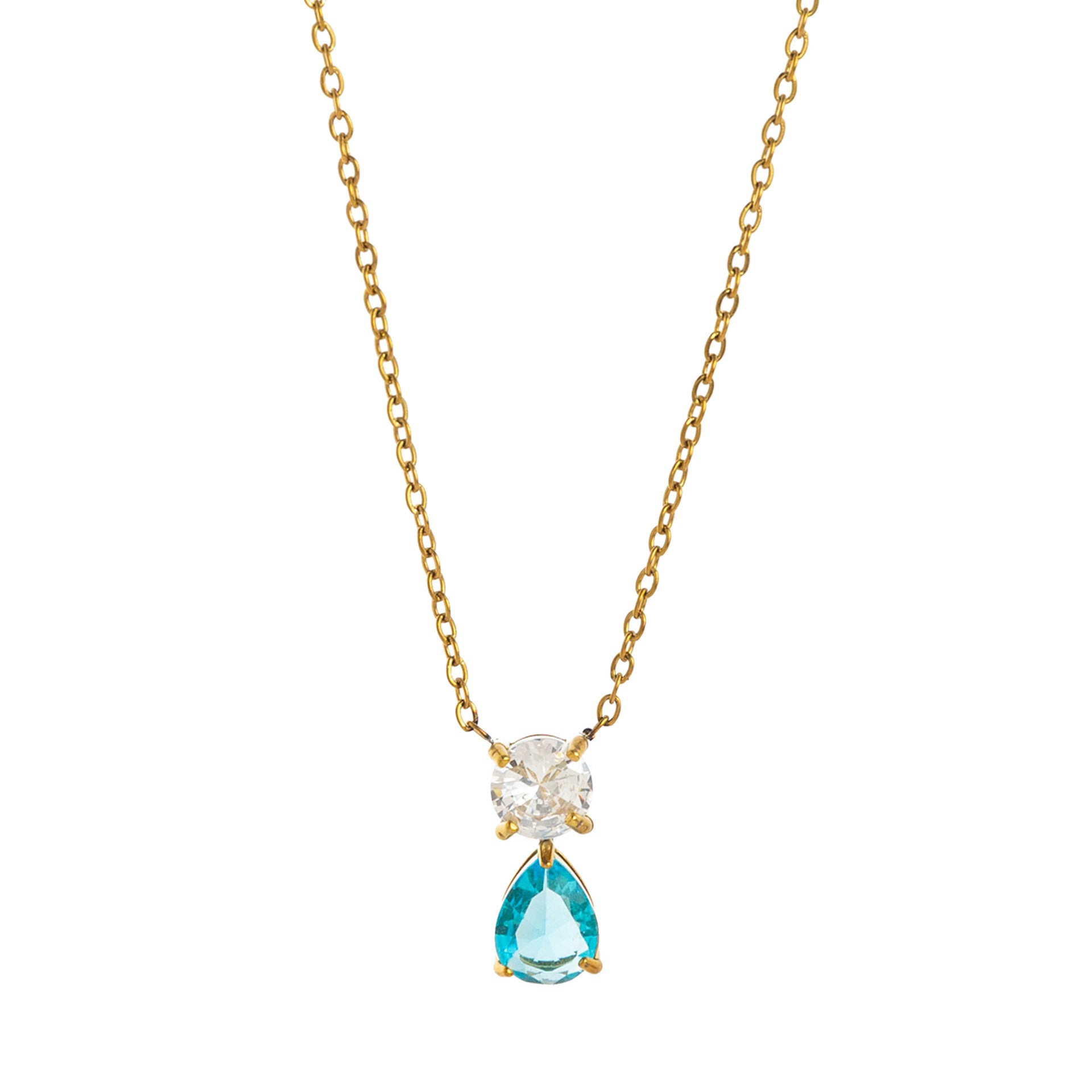 Birthstone Pendant Necklace - March (Clear) [EU2ABURE]