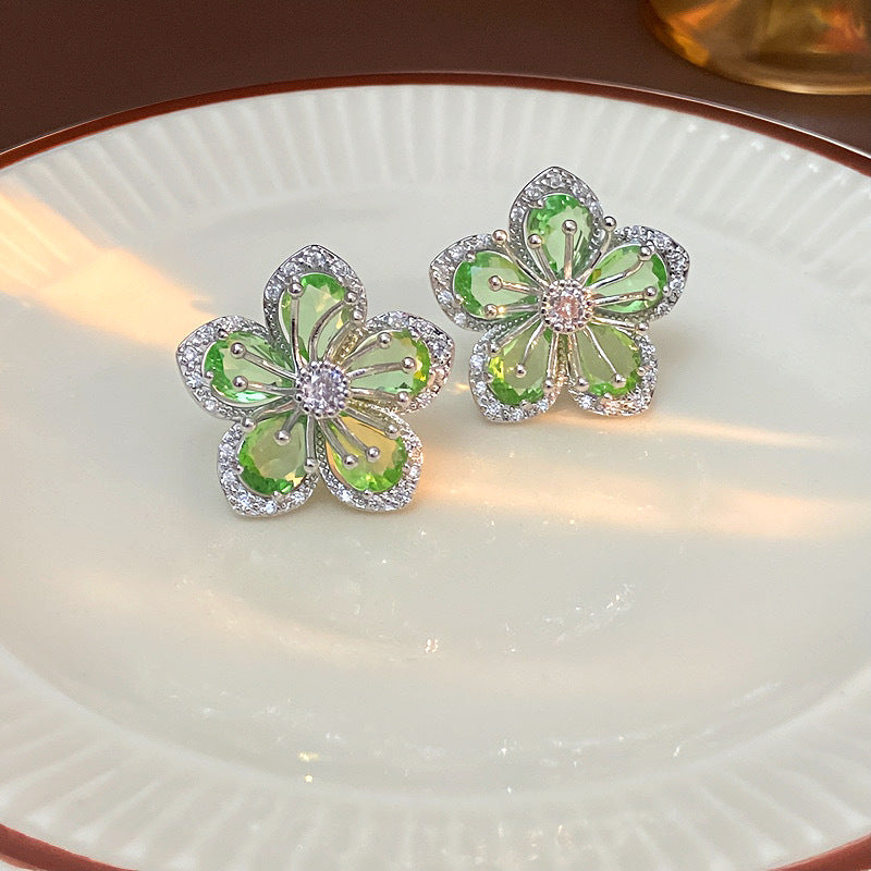 Avni Zircon Flower Earrings - Silver (Silver Post) [ZUEK4OYC]
