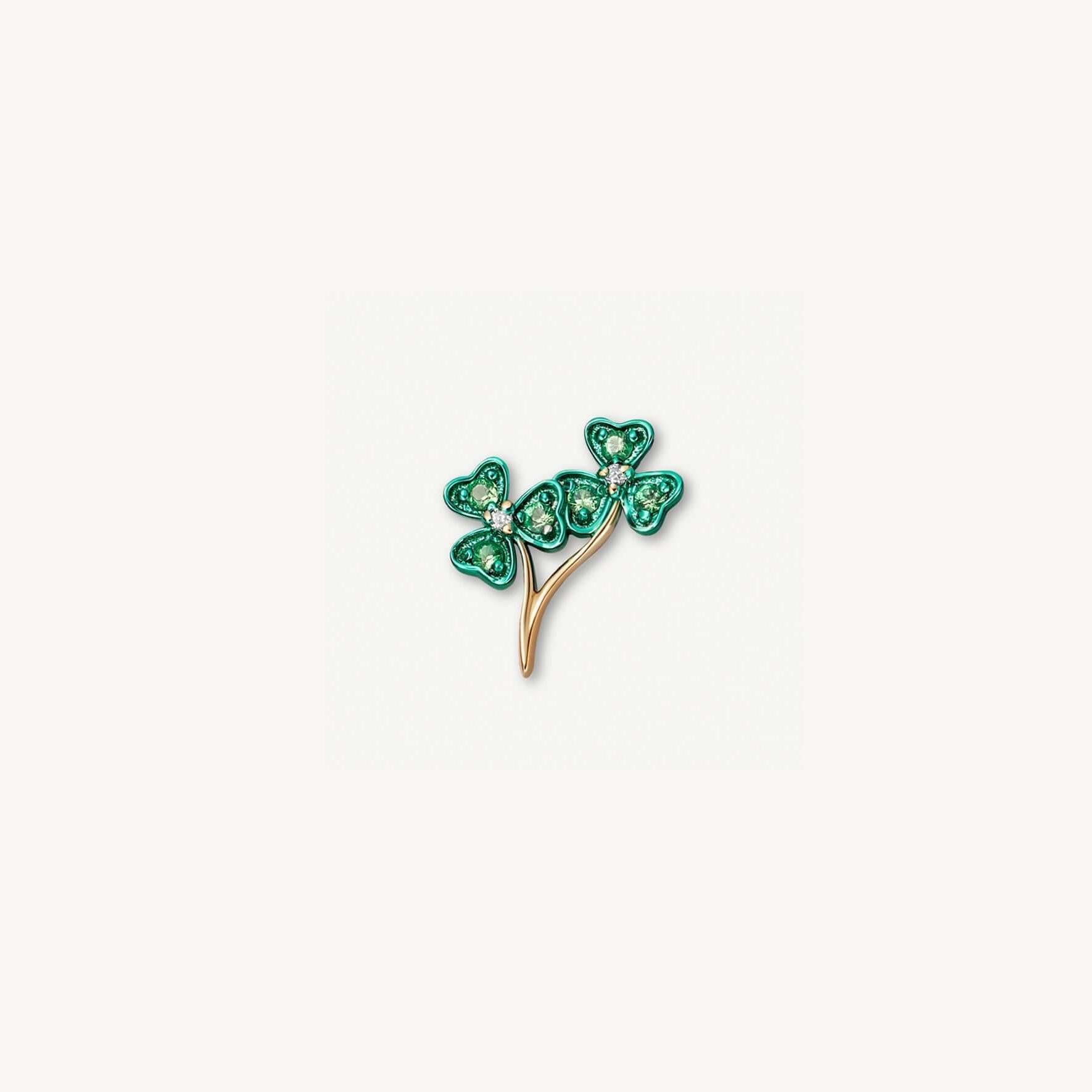Dainty Birthstone Heart Locket Ring - Three-Leaf Clover Charm [NAJV3WM7]