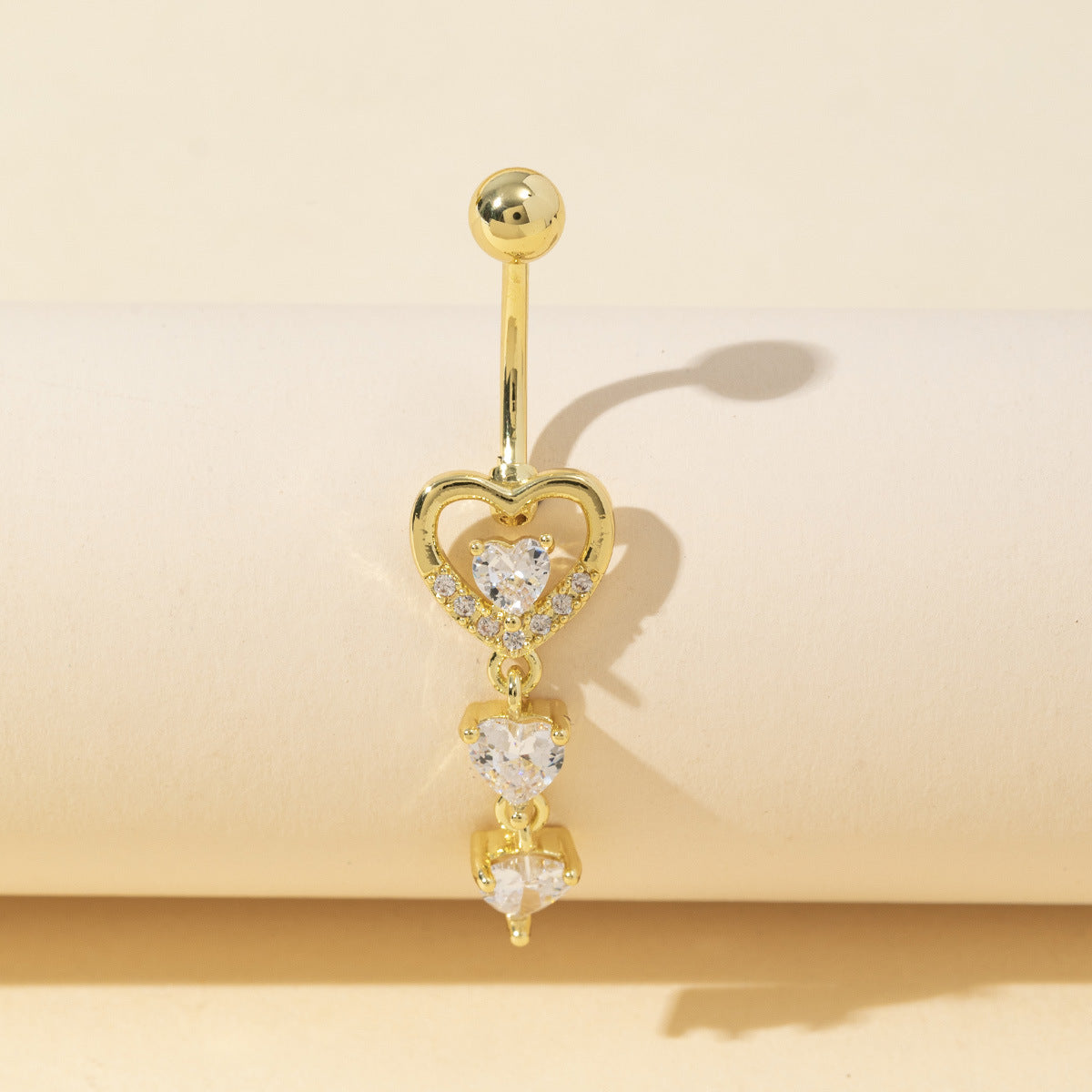 Charlye Heart Dangle Belly Ring - Gold [JLU6ZQCV]